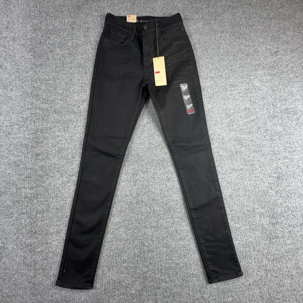 Levi's High Rise Skinny Jeans Womens 25 Black Dark Wash Stretch Denim 19970-0088